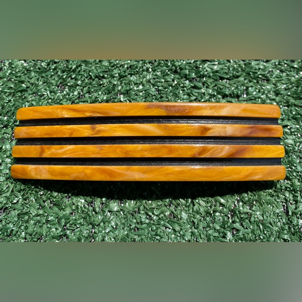 Vintage 90’s Revlon Marbled Butterscotch Geometric Hair Barrette